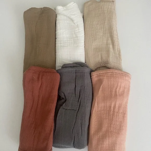 New Muslin Drool Bibs 6 Pack Soft Square Adjustable Baby Bandana Bibs - Unisex - Picture 2 of 3